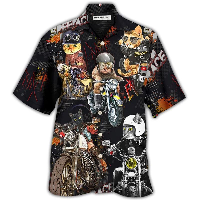 Motorcycle Motocycles Cats Hawaiian Shirt Artwork View For Weekend Travel And Beach Style