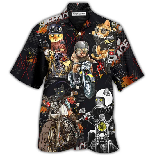 Motorcycle Motocycles Cats Hawaiian Shirt Artwork View For Weekend Travel And Beach Style