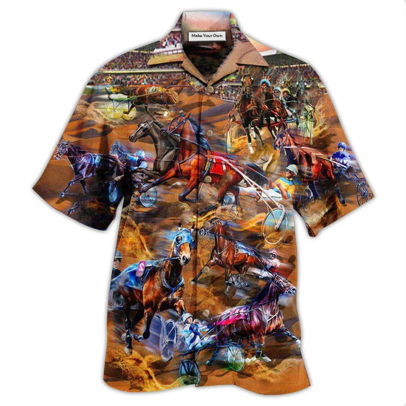 Horse Harness Racing Races Hawaiian Shirt For Vacation Days And Relaxed Coastal Outings