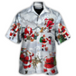 Christmas Santa Snow Mountain Hawaiian Shirt Print Closeup For Vacation Style