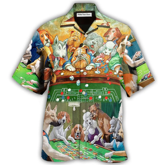 Funny Dog Casino Play Many Hawaiian Shirt Pattern Detail For Summer Holidays And Outdoor Fun