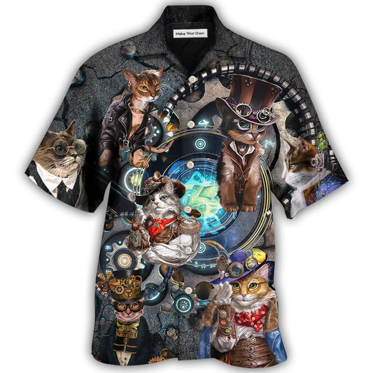 Cat And Mechanic Hawaiian Shirt For Coastal Trips Outdoor Events And Relaxed Summer Wear