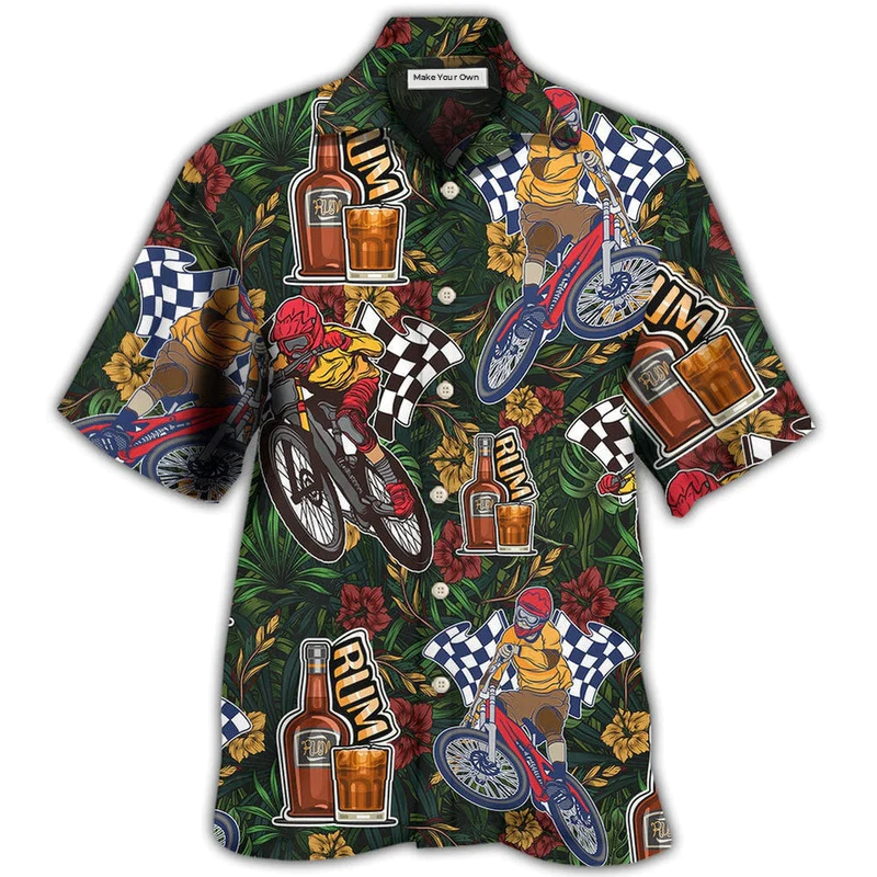 Bicycle Wine Rum Mountain Hawaiian Shirt Pattern View For Relaxed Warm Weather Outfits