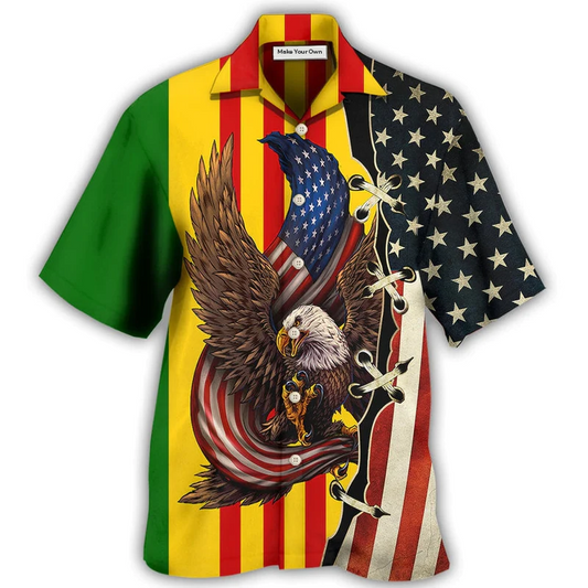 Eagle Veteran Vietnam Proud Hawaiian Shirt Pattern Detail For Summer Holidays And Outdoor Fun
