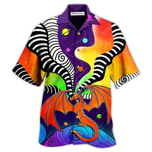 Colorful Dragon Galaxy Hawaiian Shirt For Warm Weather Adventures And Everyday Comfort