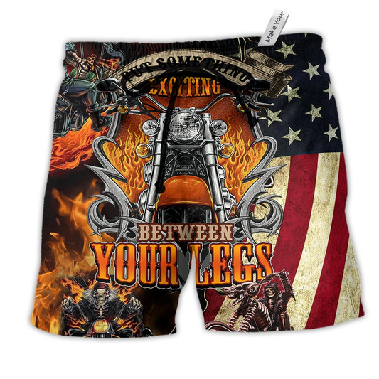 Motorcycle Put Something Exciting Between Your Beach Shorts For Vehicle Lover Vacation Wear