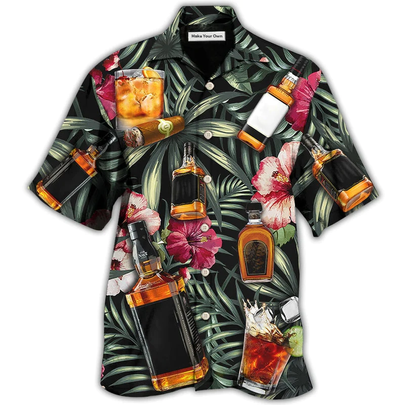 Tropical Wine Bourbon Leaf Hawaiian Shirt For Summer Events And Casual Outdoor Wear