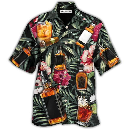 Tropical Wine Bourbon Leaf Hawaiian Shirt For Summer Events And Casual Outdoor Wear
