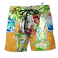 Cocktail Mojito Gives Summer Vibe Hawaiian Print Beach Shorts For Sunny Outdoor Celebrations