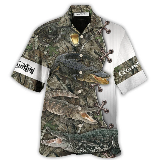 Crocodile Hunting Hawaiian Shirt Pattern View For Lightweight Everyday Style