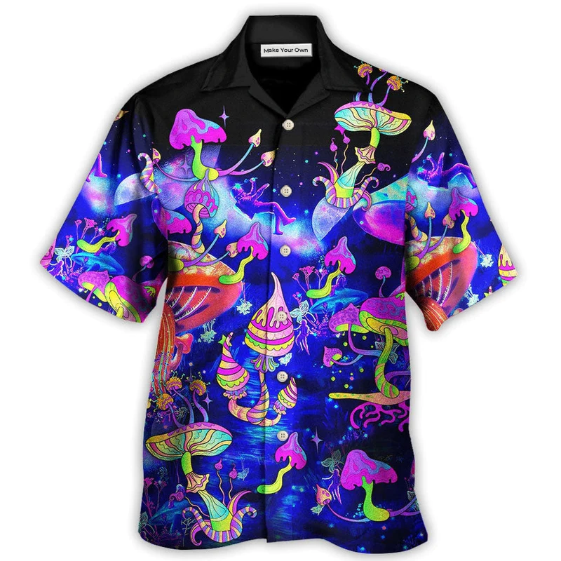 Bohemian Neon Colorful Mushroom Galaxy Hawaiian Shirt For Warm Weather Adventures And Everyday Comfort