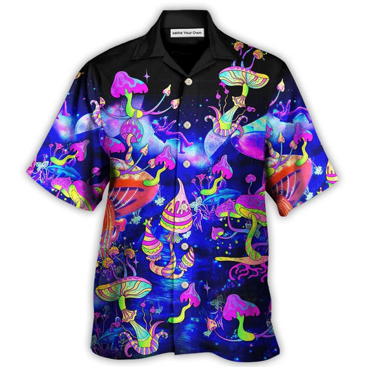 Bohemian Neon Colorful Mushroom Galaxy Hawaiian Shirt For Warm Weather Adventures And Everyday Comfort