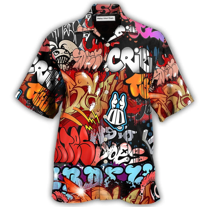 Graffiti Art Hawaiian Shirt For Beach Parties Vacation Travel And Relaxed Casual Style