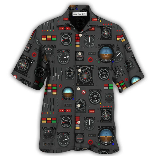 Black Pilot And Vintage Clock Hawaiian Shirt For Coastal Trips Outdoor Events And Relaxed Summer Wear