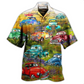Floral Car Pickup Trucks Roll Field Hawaiian Shirt For Summer Events And Casual Outdoor Wear