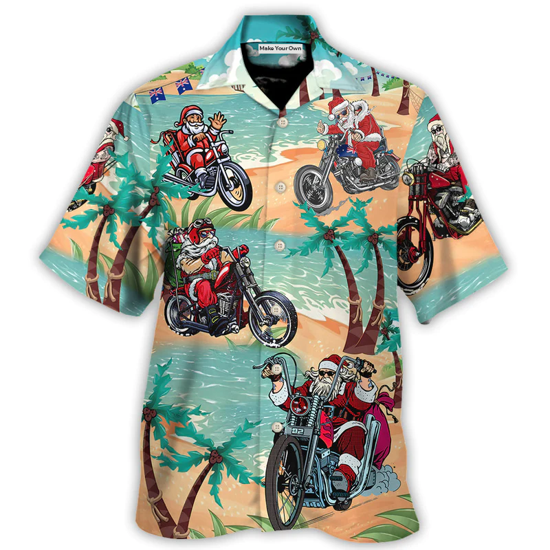 Summer Christmas July Driving Santa Beach Hawaiian Shirt Pattern Detail For Outdoor Gatherings