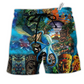 Tiki And Ocean Colorful Hawaiian Print Beach Shorts For Seaside Summer Adventures
