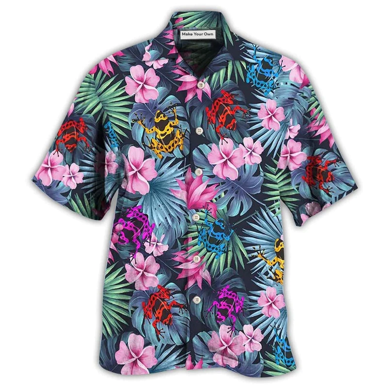 Tropical Summer Frog Hawaiian Shirt For Summer Travel Coastal Events And Thoughtful Gift Giving