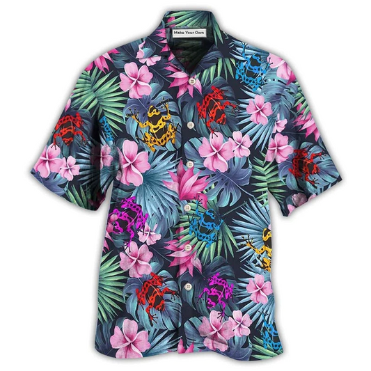 Tropical Summer Frog Hawaiian Shirt For Summer Travel Coastal Events And Thoughtful Gift Giving