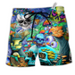 Hippie Mushroom Colorful Skull Beach Shorts For Tropical Holidays And Comfortable Daily Use