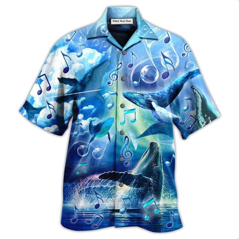 Blue Whale Hawaiian Shirt For Resort Travel Summer Outings And Casual Gatherings