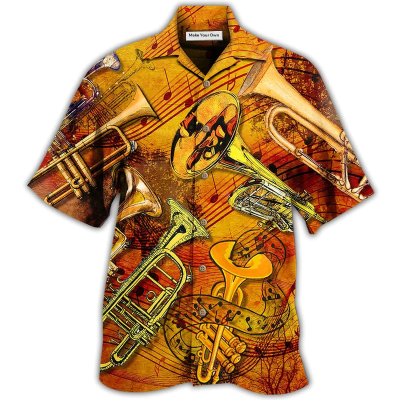 Saxophone Music Happiness Amazing Hawaiian Shirt Pattern View For Lightweight Everyday Style