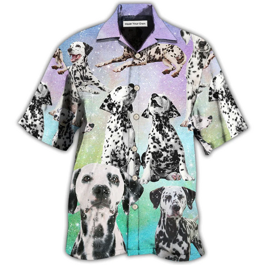 Dog Dalmatian Galaxy Hawaiian Shirt Artwork View For Weekend Travel And Beach Style