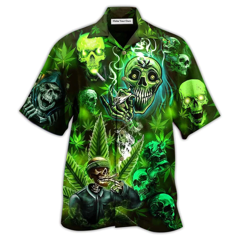 Skull Botanical Hawaiian Shirt Artwork Detail For Resort Trips And Outdoor Activities