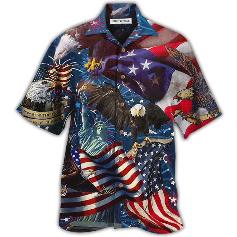 Eagle American Victory Hawaiian Shirt Design Detail For Sunny Adventures And Casual Wear