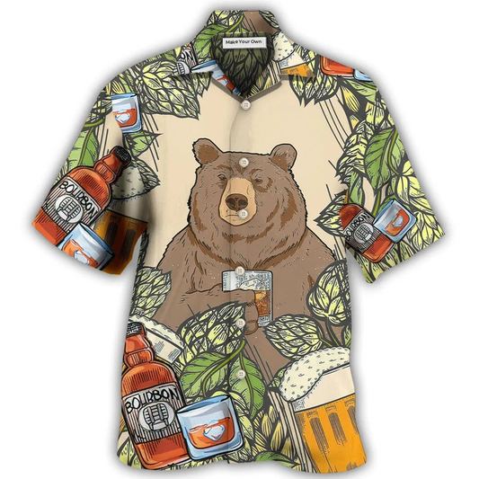 Bear Drink Bourbon Hawaiian Shirt For Poolside Relaxation And Sunny Getaways