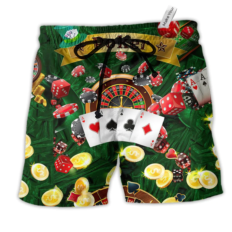 Poker Card Game Born To Play Poker Forced To Beach Shorts For Active Summer Travel