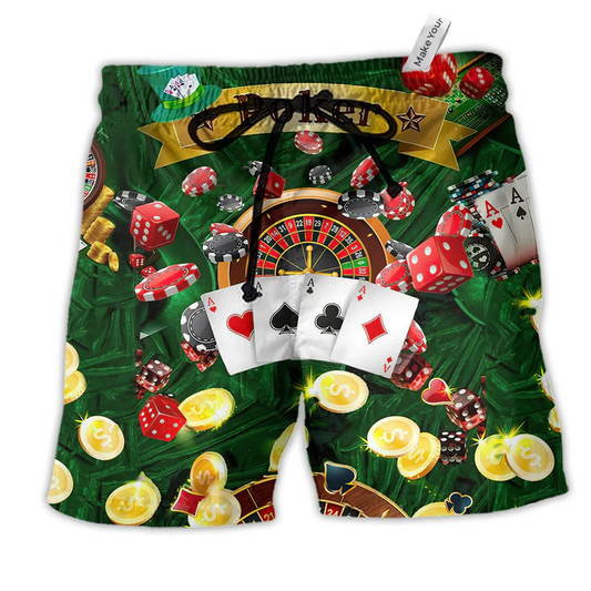 Poker Card Game Born To Play Poker Forced To Beach Shorts For Active Summer Travel