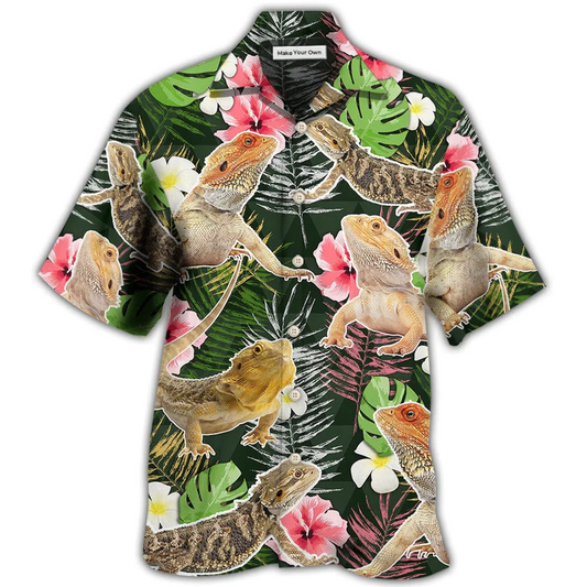Tropical Dragon Bearded Leaf Hawaiian Shirt Design Detail For Beach Days And Holiday Travel