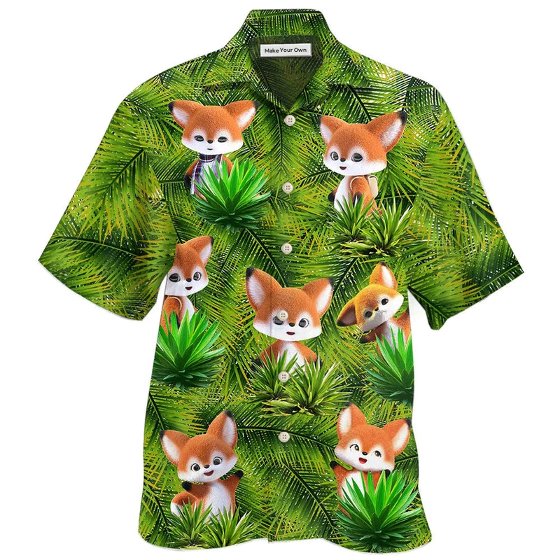 Fox 3D Animator Hawaiian Shirt Pattern View For Relaxed Warm Weather Outfits