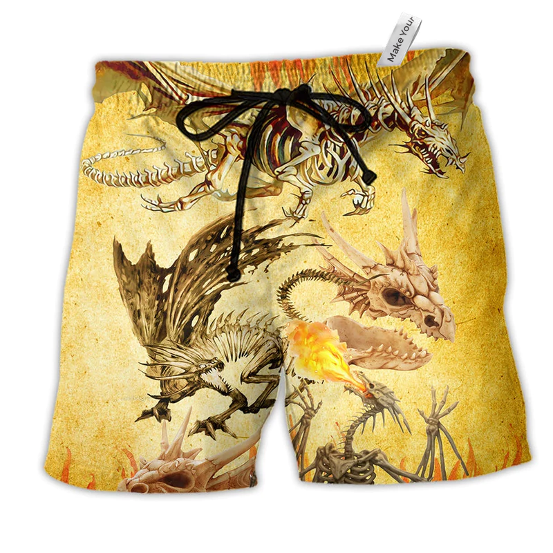 Dragon Skull Love Amazing Life Hawaiian Print Beach Shorts For Weekend Adventures And Comfort
