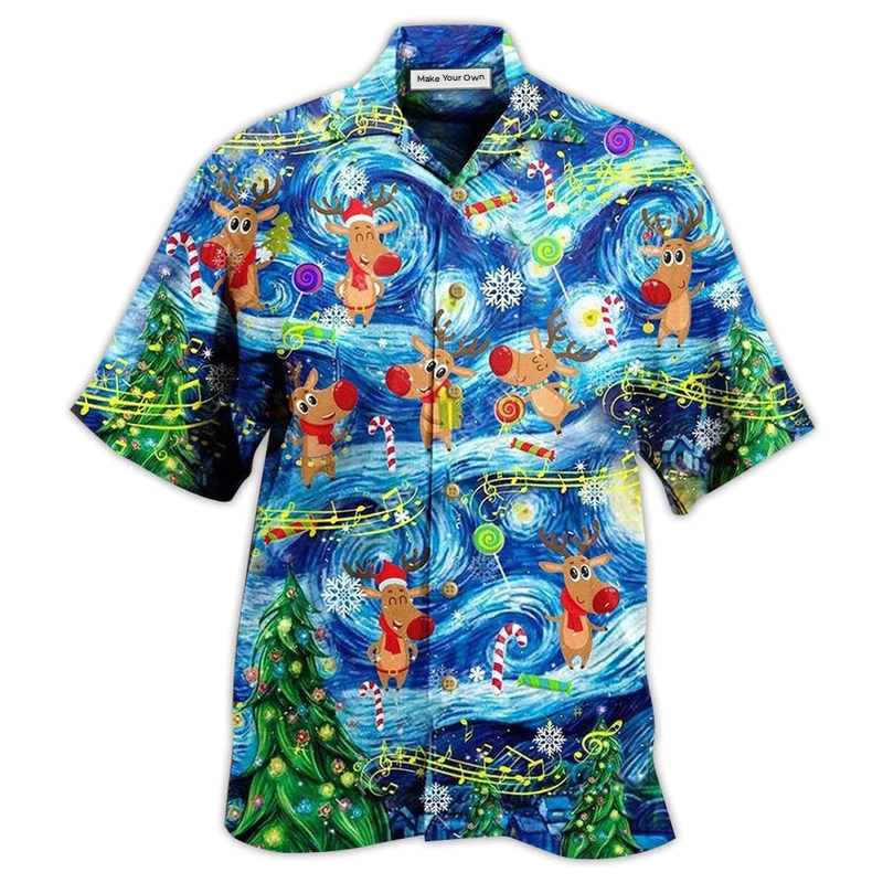 Happy Christmas Dance Reindeers Tornado Hawaiian Shirt For Resort Getaways And Comfortable Summer Activities