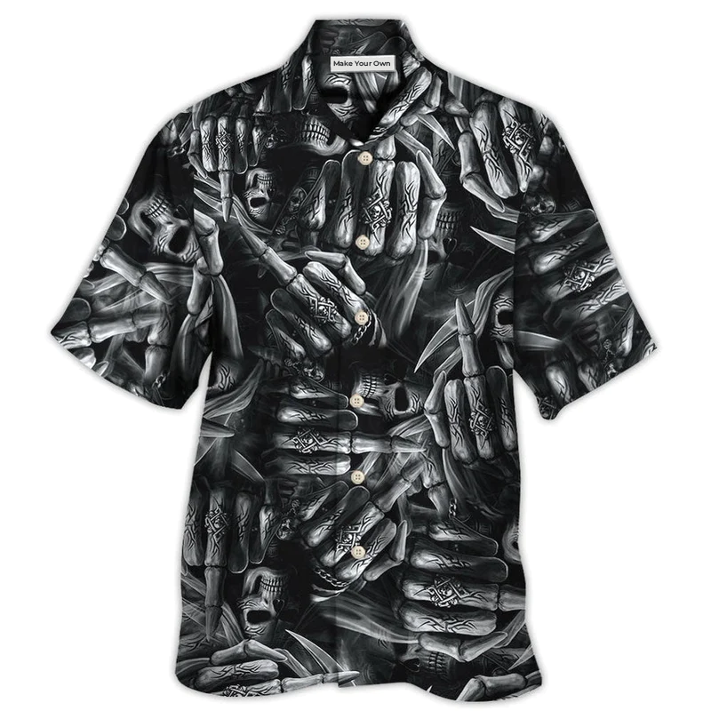Skull Whisper Death Hawaiian Shirt Artwork Detail For Tropical Trips And Casual Outings