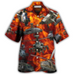 Helicopter Fire Hawaiian Shirt Design Detail For Sunny Adventures And Casual Wear