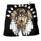 Black Colorful Heritage Wolf Beach Shorts For Warm Weather Outings And Leisure And Relaxation