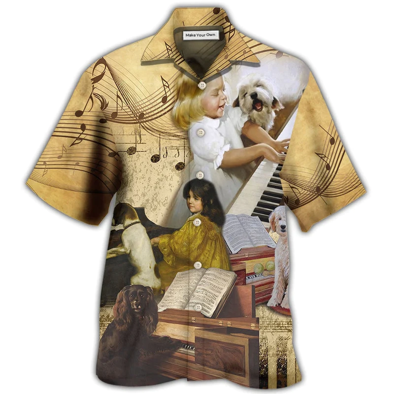 Piano Dogs Hawaiian Shirt Pattern View For Lightweight Everyday Style