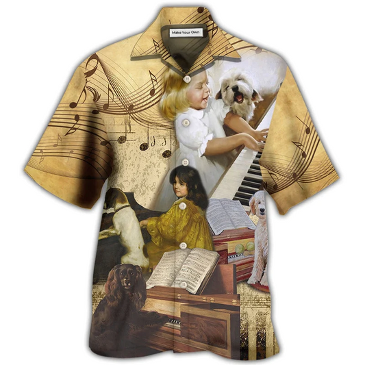 Piano Dogs Hawaiian Shirt Pattern View For Lightweight Everyday Style