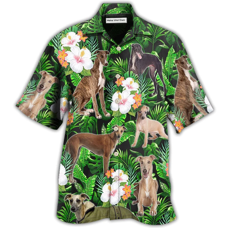 Tropical Floral Greyhound Hawaiian Shirt For Tropical Parties Vacation Travel And Casual Summer Style