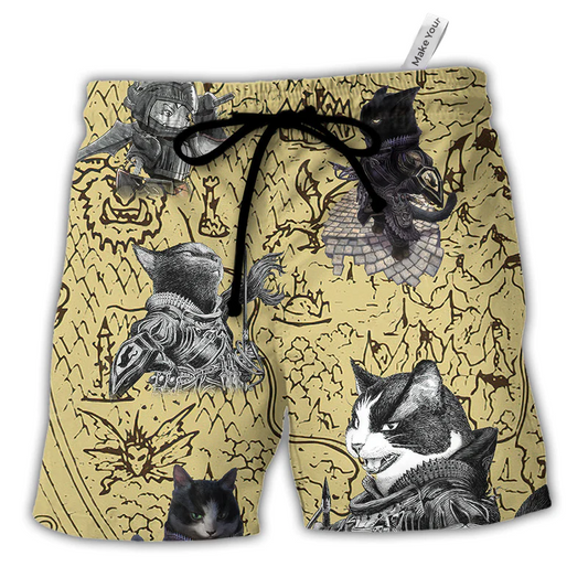 Cat Warrior Beach Shorts For Coastal Adventures And Relaxed Casual Wear