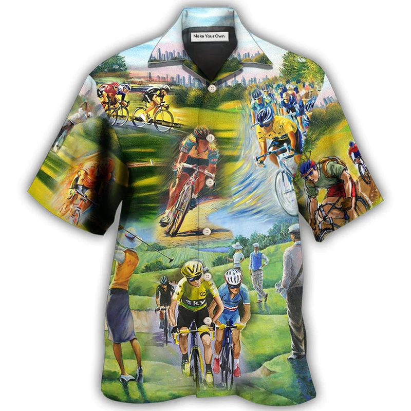 Abstract Watercolor Cycling Golf Hawaiian Shirt For Poolside Relaxation And Sunny Getaways