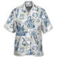 Vintage Ocean Sailboat Sea Monster Geographical Maps Hawaiian Shirt Artwork Detail For Tropical Trips And Casual Outings