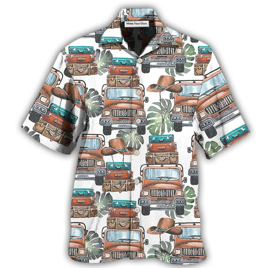 Tropical Classic Car Hawaiian Shirt For Island Holidays Summer Parties And Casual Outdoor Wear