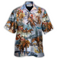 Horse Christmas Riding Snow Mountain Hawaiian Shirt For Coastal Adventures And Warm Weather Wear