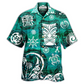 Turtle Tiki Geen Hawaiian Shirt For Vacation Days And Relaxed Coastal Outings