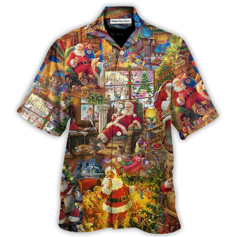 Happy Christmas Santa Season Joy Hawaiian Shirt Artwork View For Coastal Escapes And Resort Style