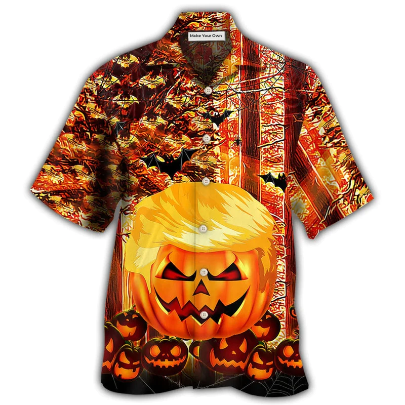 Halloween Great Again Hawaiian Shirt Artwork Detail For Resort Trips And Outdoor Activities